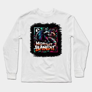 Midnight Mischief: Lively Raccoon Long Sleeve T-Shirt